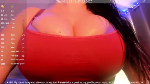 Snapshot of ayanadelatorre chatting on November 13, 2025, 9:47 pm Ayana Delatorre online show from November 13, 2025, 9:47 pm