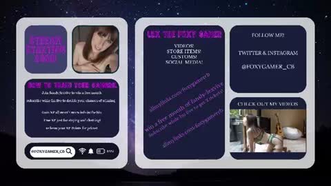 Snapshot of foxy_gamer chatting on June 12, 2026, 1:15 am Lex Vive foxygamer cb online show from June 12, 2026, 1:15 am