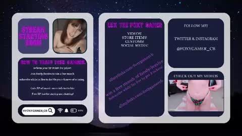 Snapshot of foxy_gamer chatting on June 13, 2026, 1:25 am Lex Vive foxygamer cb online show from June 13, 2026, 1:25 am
