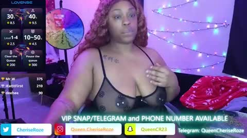 Snapshot of queencroze chatting on December 29, 2024, 6:05 pm Queen Cherise Roze online show from December 29, 2024, 6:05 pm