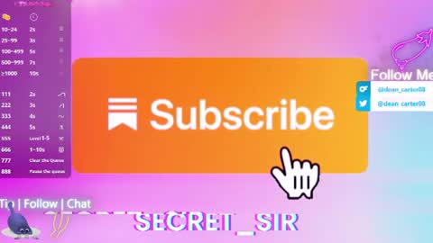 Snapshot of secret_sir chatting on June 15, 2026, 10:23 pm Dean Carter online show from June 15, 2026, 10:23 pm
