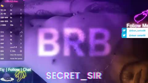 Snapshot of secret_sir chatting on July 19, 2026, 11:19 pm Dean Carter online show from July 19, 2026, 11:19 pm