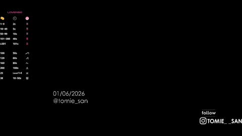 Snapshot of tomie_san chatting on June 1, 2026, 10:50 am Tomie online show from June 1, 2026, 10:50 am