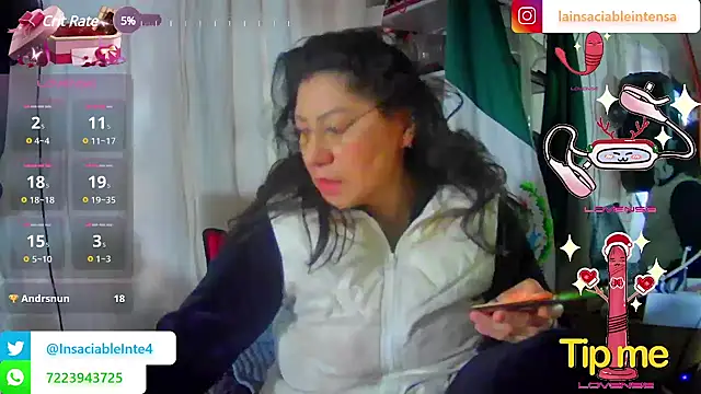 Snapshot of LaInsaciableIntensa chatting on March 1, 2025, 1:07 pm LaInsaciableIntensa online show from March 1, 2025, 1:07 pm