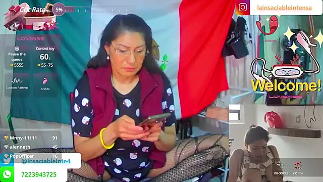 Snapshot of LaInsaciableIntensa chatting on March 14, 2025, 12:32 am LaInsaciableIntensa online show from March 14, 2025, 12:32 am